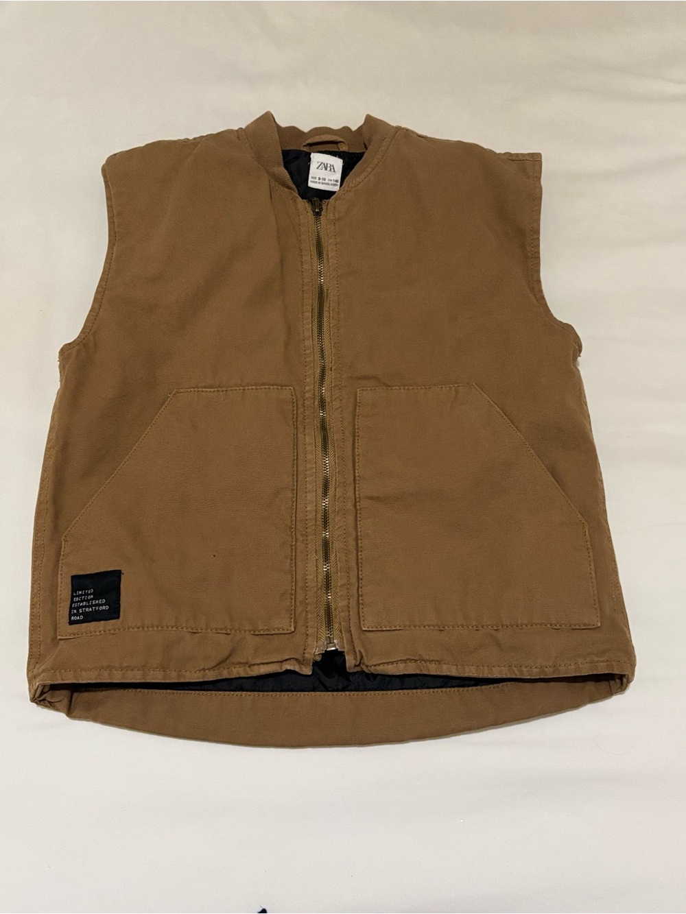 ZARA Tan Ribbed-Collar Jacket